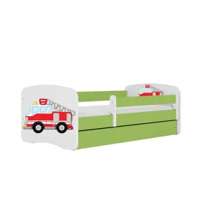 Kocot kids Dětská postel Babydreams hasičské auto zelená, varianta 70x140, se šuplíky, s matrací