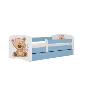 Kocot kids Dětská postel Babydreams méďa s kytičkami modrá, varianta 70x140, bez šuplíků, bez matrace
