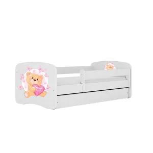 Kocot kids Dětská postel Babydreams medvídek s motýlky bílá, varianta 80x160, se šuplíky, s matrací