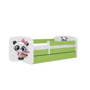 Kocot kids Dětská postel Babydreams panda zelená, varianta 70x140, se šuplíky, s matrací