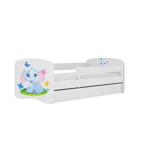 Kocot kids Dětská postel Babydreams slon s motýlky bílá, varianta 70x140, bez šuplíků, bez matrace
