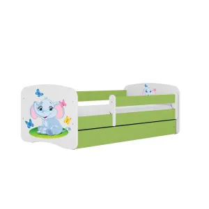 Kocot kids Dětská postel Babydreams slon s motýlky zelená, varianta 70x140, bez šuplíků, bez matrace