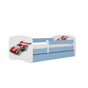 Kocot kids Dětská postel Babydreams závodní auto modrá, varianta 70x140, se šuplíky, s matrací