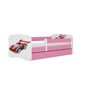 Kocot kids Dětská postel Babydreams závodní auto růžová, varianta 70x140, bez šuplíků, bez matrace
