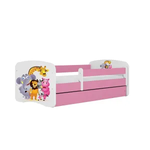 Kocot kids Dětská postel Babydreams ZOO růžová, varianta 80x180, bez šuplíků, bez matrace