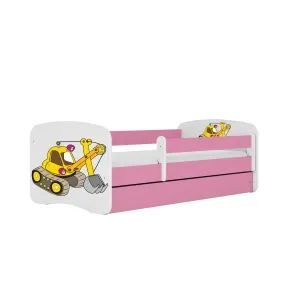 Kocot kids Postel Babydreams bagr růžová, varianta 80x180, bez šuplíků, s matrací