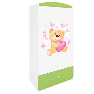 Kocot kids Dětská skříň Babydreams 90 cm medvídek s motýlky zelená