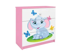 Kocot kids Komoda Babydreams 80 cm slon s motýlky růžová