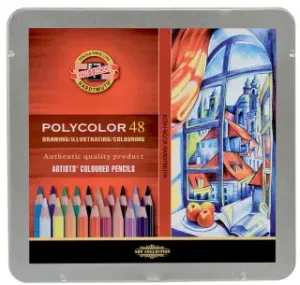 Koh-i-noor pastelky umělecké POLYCOLOR kreslířská sada 48 ks v plechové krabičce