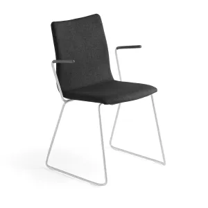 Konferenční židle OTTAWA, s područkami, černý potah, šedá #570422