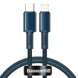 Kabel USB-C na Lightning Baseus High Density Braided, 20W, 5A, PD, 1m (modrý)