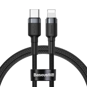 Kabel USB-C na Lightning PD Baseus Cafule, 18 W, 1 m (černý/šedý)