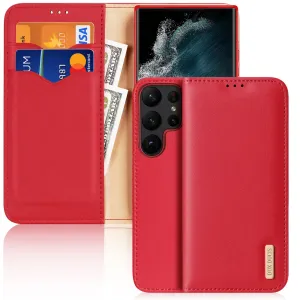 Dux Ducis Hivo pouzdro Samsung Galaxy S23 Ultra flip cover wallet stand RFID lock red