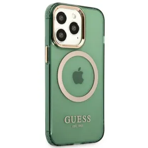 Guess GUHMP13LHTCMB Apple iPhone 13 Pro blue hard case Gold Outline Translucent MagSafe