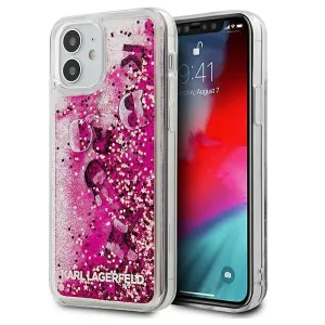 Karl Lagerfeld KLHCP12SROPI Apple iPhone 12 mini pink hardcase Glitter Charms