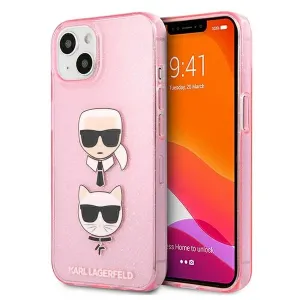 Karl Lagerfeld KLHCP13SKCTUGLP Apple iPhone 13 mini pink Ochranný kryt Glitter Karl`s & Choupette