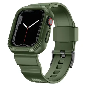 Kingxbar CYF537 Pancéřované pouzdro 2 v 1 pro Apple Watch SE, 9, 8, 7, 6, 5, 4, 3, 2, 1 (45, 44, 42 mm) s řemínkem zelené barvy