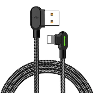Úhlový kabel USB na Lightning Mcdodo CA-4671 LED, 1,2 m (černý)