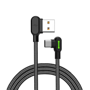 Mcdodo CA-5280 USB-A/USB-C Angle cable LED, 1.2m (black)