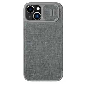 Nillkin Qin Cloth Pro Case pouzdro pro iPhone 14 kryt fotoaparátu pouzdro flip cover šedé