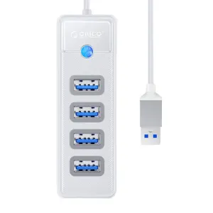 Adaptér USB Hub na 4x USB 3.0 Orico, 5 Gb/s, 0,15 m (bílý)