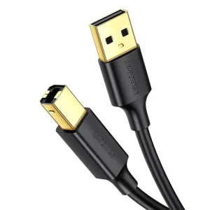 Kabel USB 2.0 A-B UGREEN US135 pro tiskárny, pozlacený, 5 m (černý)