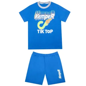 Chlapecké letní pyžamo - KUGO MP1560, modrá Barva: Modrá, Velikost: 146