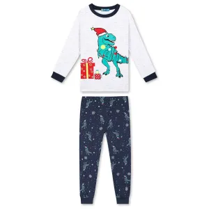 Chlapecké pyžamo - KUGO MP1311, světle šedé /modré Barva: Světle šedý melír, Velikost: 110-116