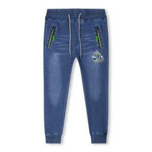 Chlapecké riflové kalhoty - KUGO FK0279, modrá/ zelená aplikace Barva: Modrá, Velikost: 110