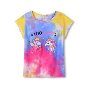 Dívčí triko - KUGO TM7217, modrá/ růžová/ žlutá Barva: Mix barev, Velikost: 98