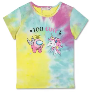 Dívčí triko - KUGO TM7217, tyrkysová/ žlutá/ růžová Barva: Mix barev, Velikost: 110
