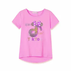 Dívčí triko s flitry - KUGO WK0803, světle růžová Barva: Růžová světlejší, Velikost: 116