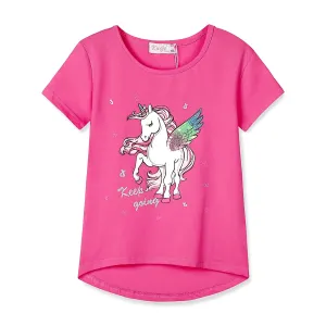 Dívčí triko s flitry - KUGO WK0809, růžová Barva: Růžová, Velikost: 164