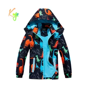 Chlapecká podzimní bunda, zateplená - KUGO B2857, černá, dinosauři Barva: Černá, Velikost: 104