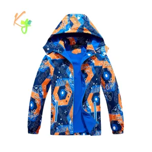 Chlapecká podzimní bunda, zateplená - KUGO B2859, modrá / oranžová Barva: Modrá, Velikost: 158