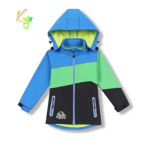Chlapecká softshellová bunda, zateplená - KUGO HK5602, modrá / zelená / černá Barva: Modrá, Velikost: 128