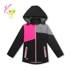 Dívčí softshellová bunda - KUGO HK3125, černá / růžové zipy Barva: Černá, Velikost: 152