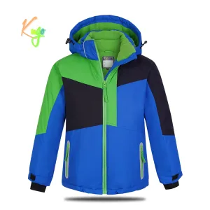 Chlapecká zimní bunda - KUGO PB3888, modrá / zelená / černá Barva: Modrá, Velikost: 104