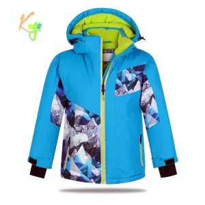 Chlapecká zimní bunda - KUGO PB3889, tyrkysová / hory Barva: Tyrkysová, Velikost: 104