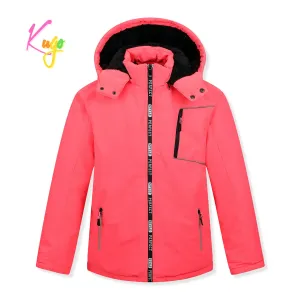 Dívčí zimní bunda - KUGO BU610, neonově lososová Barva: Lososová, Velikost: 134
