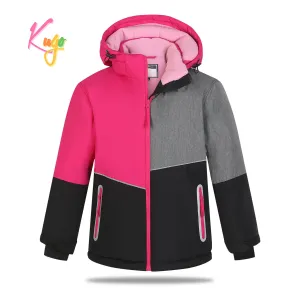 Dívčí zimní bunda - KUGO PB3891, růžová / černá Barva: Růžová, Velikost: 152