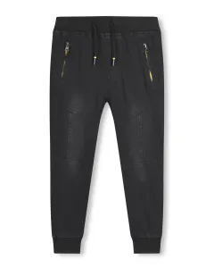 Chlapecké riflové kalhoty / tepláky - KUGO CK0906, černá / žluté zipy Barva: Černá, Velikost: 122