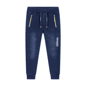 Chlapecké riflové kalhoty/ tepláky, zateplené - KUGO CK0925, modrá Barva: Modrá, Velikost: 158