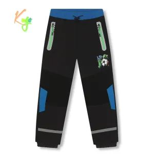 Chlapecké softshellové kalhoty, zateplené - KUGO HK5609, tmavě šedá / zelené zipy Barva: Šedá, Velikost: 104