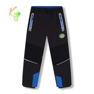 Chlapecké softshellové kalhoty, zateplené - KUGO HK5622, tmavě šedá / modré zipy Barva: Šedá, Velikost: 122