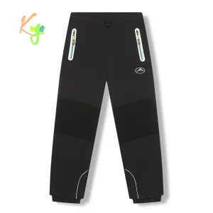 Chlapecké softshellové kalhoty, zateplené - KUGO HK5623, tmavě šedá / modré zipy Barva: Šedá, Velikost: 134