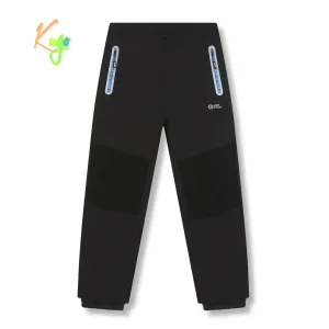 Chlapecké softshellové kalhoty, zateplené - KUGO HK5629, tmavě šedá / modré zipy Barva: Šedá, Velikost: 146
