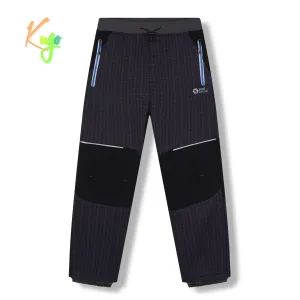 Chlapecké softshellové kalhoty, zateplené - KUGO HK5631, šedá / modré zipy Barva: Šedá, Velikost: 134