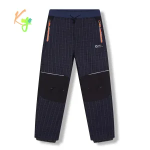Chlapecké softshellové kalhoty, zateplené - KUGO HK5631, šedomodrá / oranžové zipy Barva: Šedá, Velikost: 164