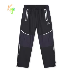 Chlapecké šusťákové kalhoty, zateplené - KUGO DK8238, černá / černé zipy Barva: Černá, Velikost: 146